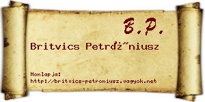 Britvics Petróniusz névjegykártya